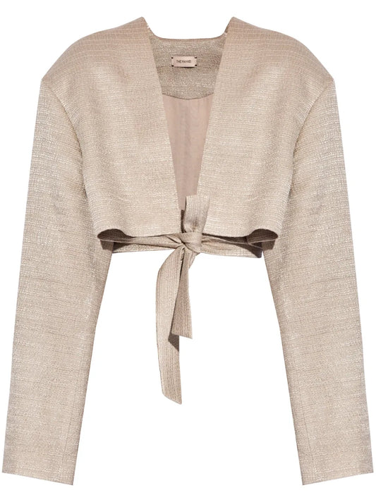 Tied-Waist Cropped Jacket