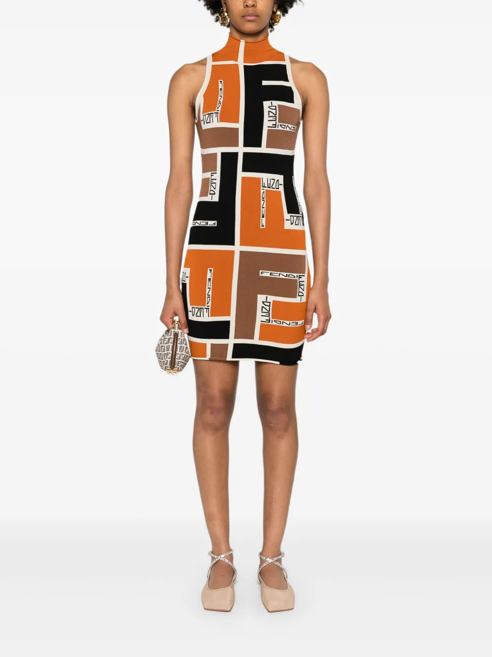 Colour-Block High-Neck Minidress