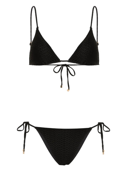 Nikki Snakeskin-Effect Bikini Set