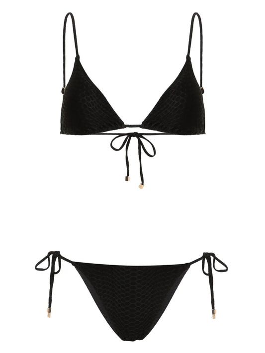Nikki Snakeskin-Effect Bikini Set