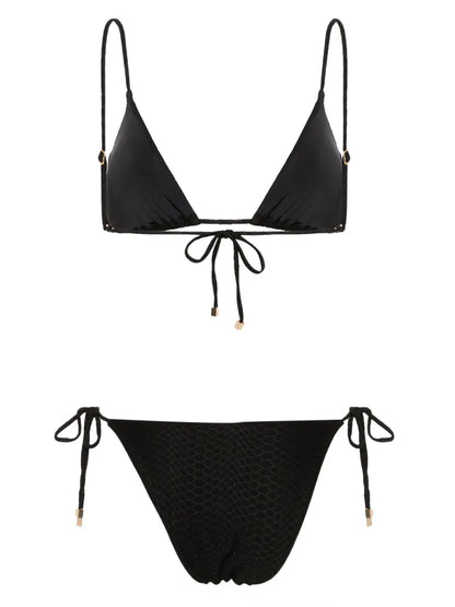 Nikki Snakeskin-Effect Bikini Set