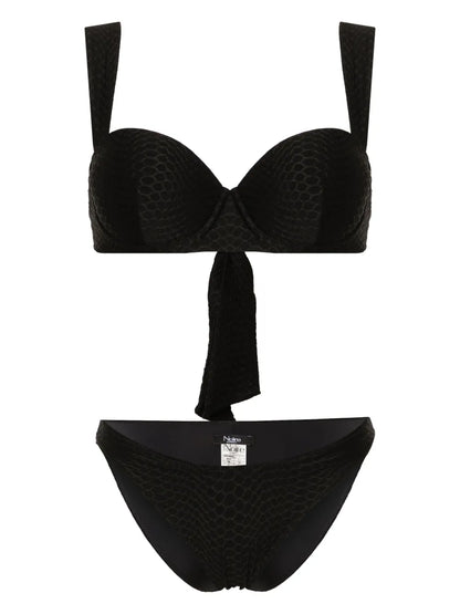 Nikki Snakeskin-Effect Bikini Set