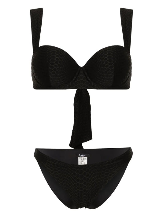 Nikki Snakeskin-Effect Bikini Set