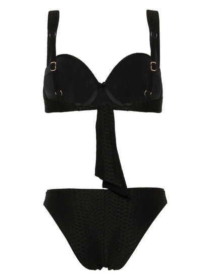 Nikki Snakeskin-Effect Bikini Set