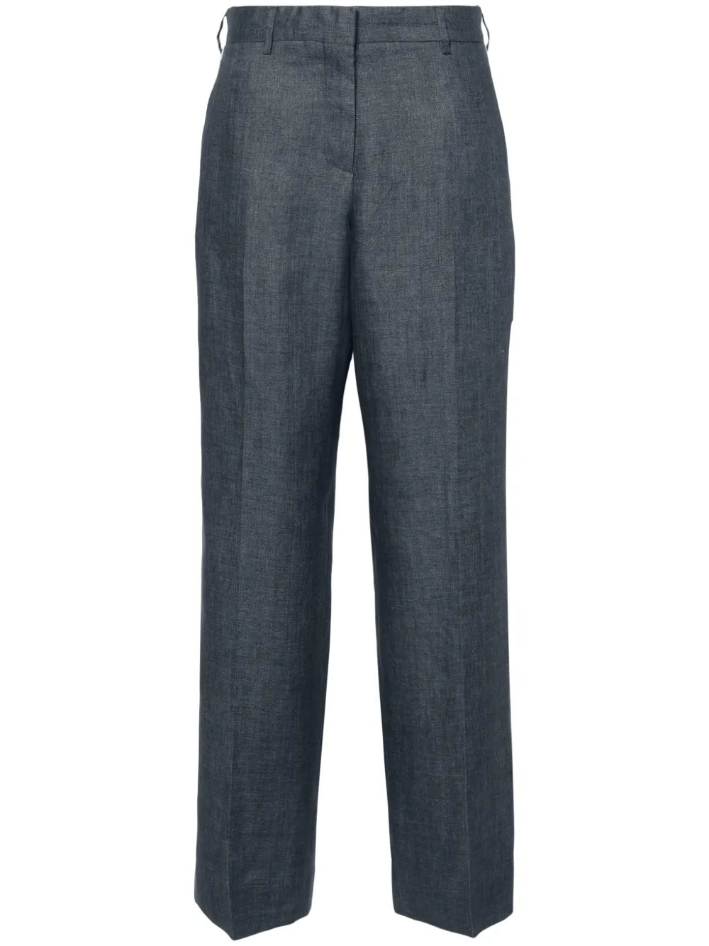 Linen Side-Stripe Straight-Leg Trousers