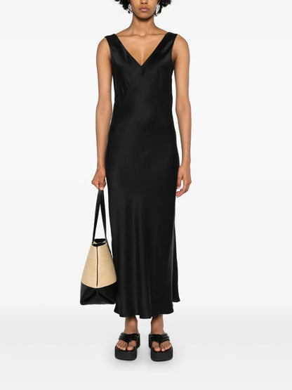 Bordeaux Silk Maxi Dress