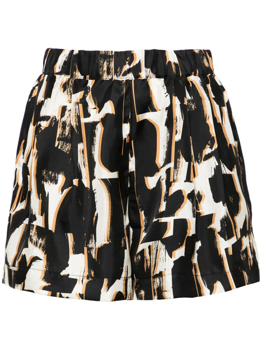 Zurich Abstract-Print Silk Shorts