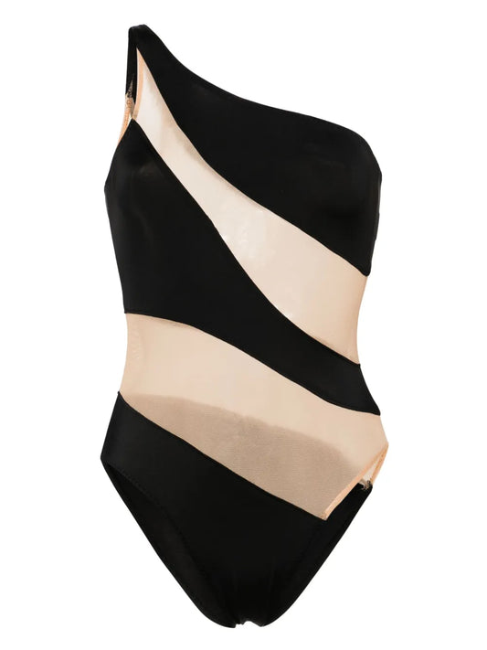 Snake Mesh Mio One-Shoulder Swuimsuit