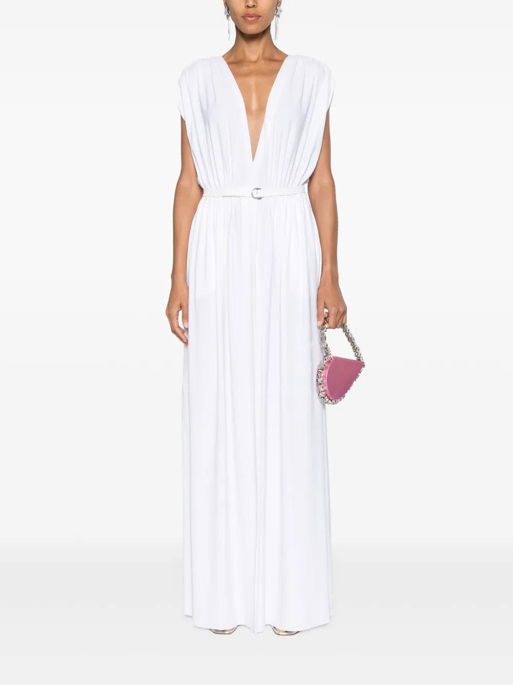 Belted Gathered Maxi Dress