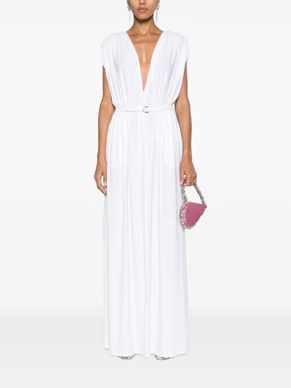 Belted Gathered Maxi Dress