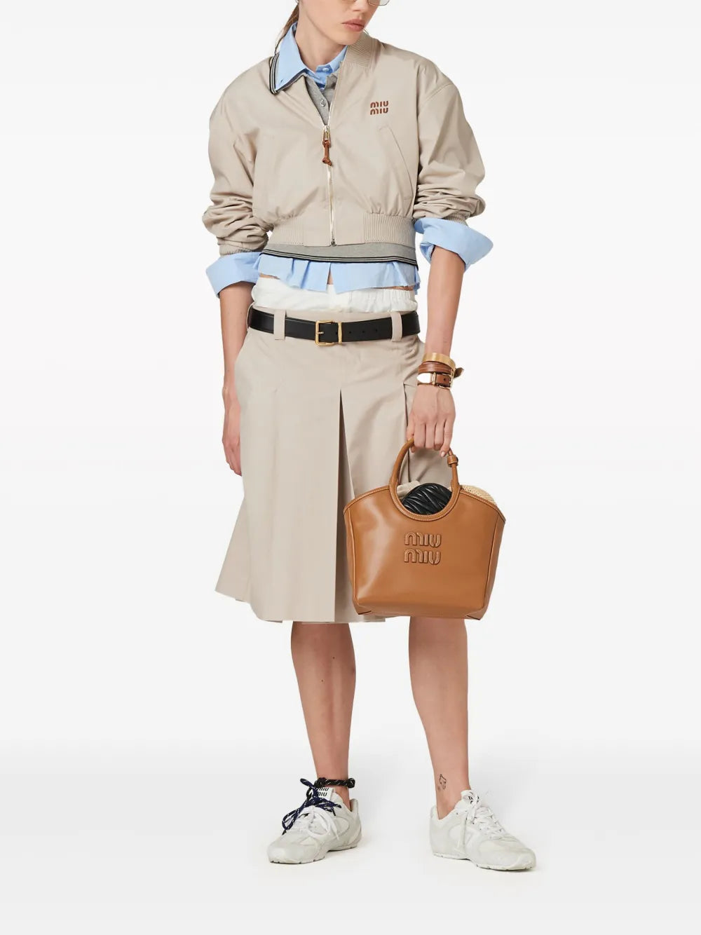 Pleated Gabardine Skirt