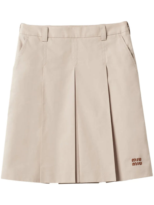 Pleated Gabardine Skirt