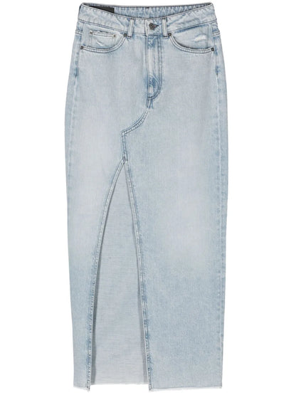 High-Rise Denim Maxi Skirt