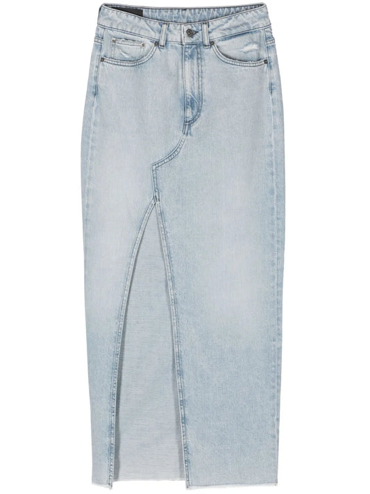 High-Rise Denim Maxi Skirt