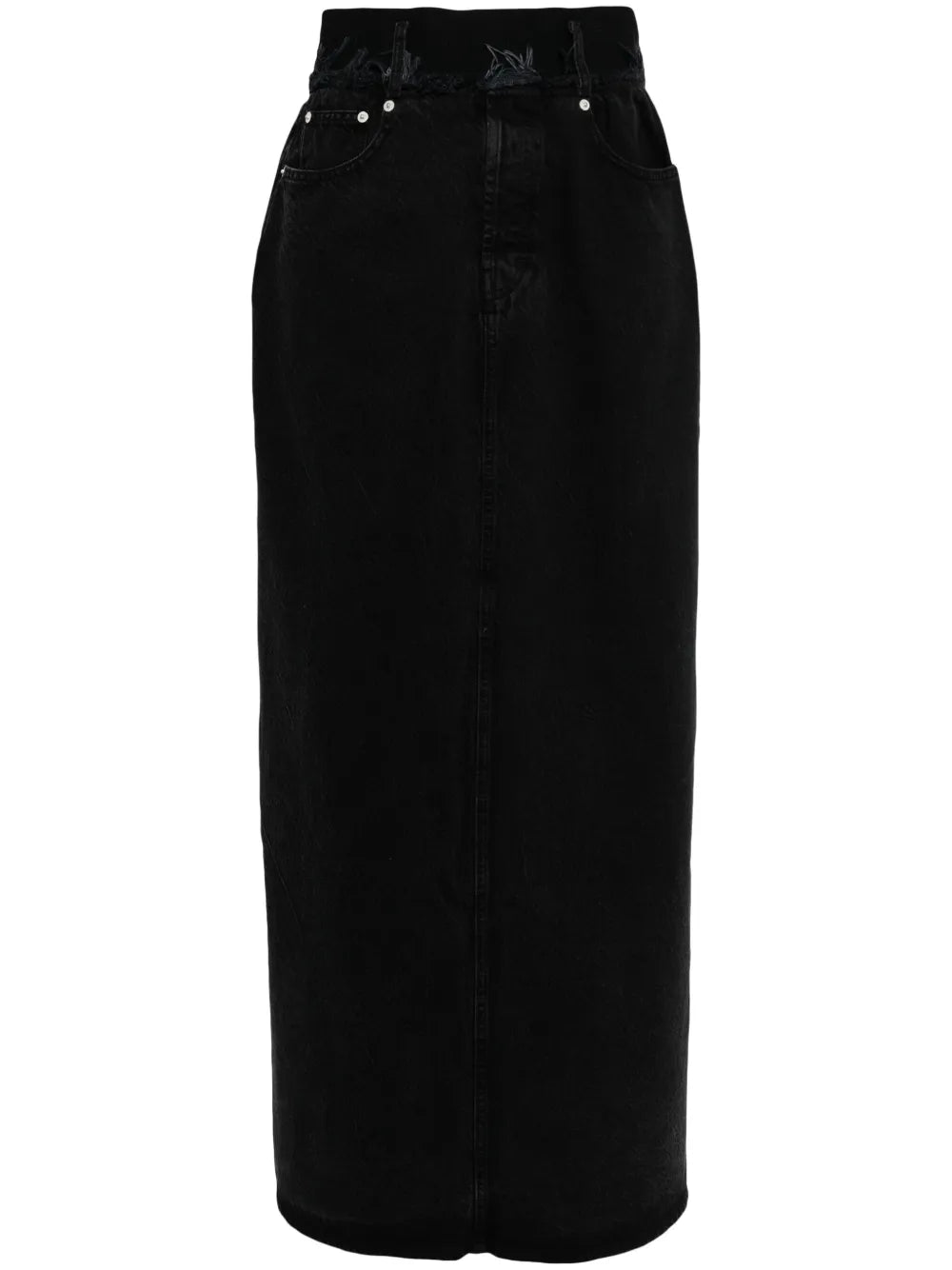 Front-Slit Denim Maxi Skirt