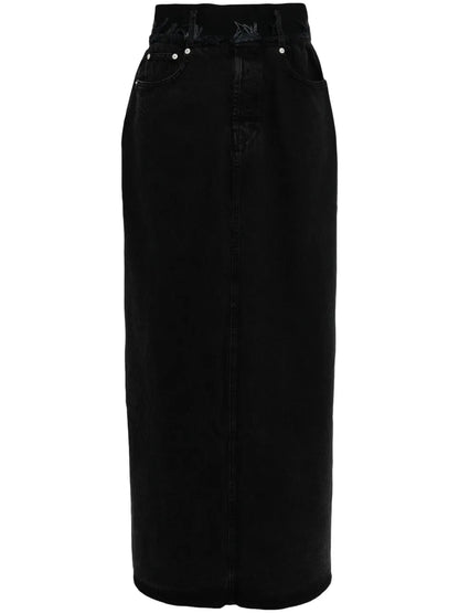 Front-Slit Denim Maxi Skirt