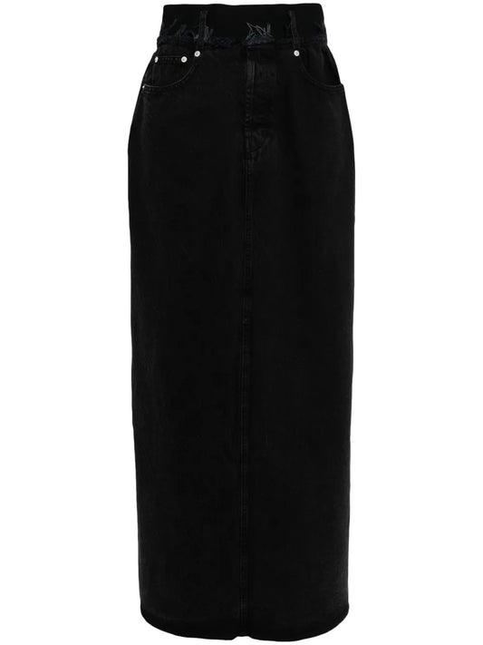 Front-Slit Denim Maxi Skirt