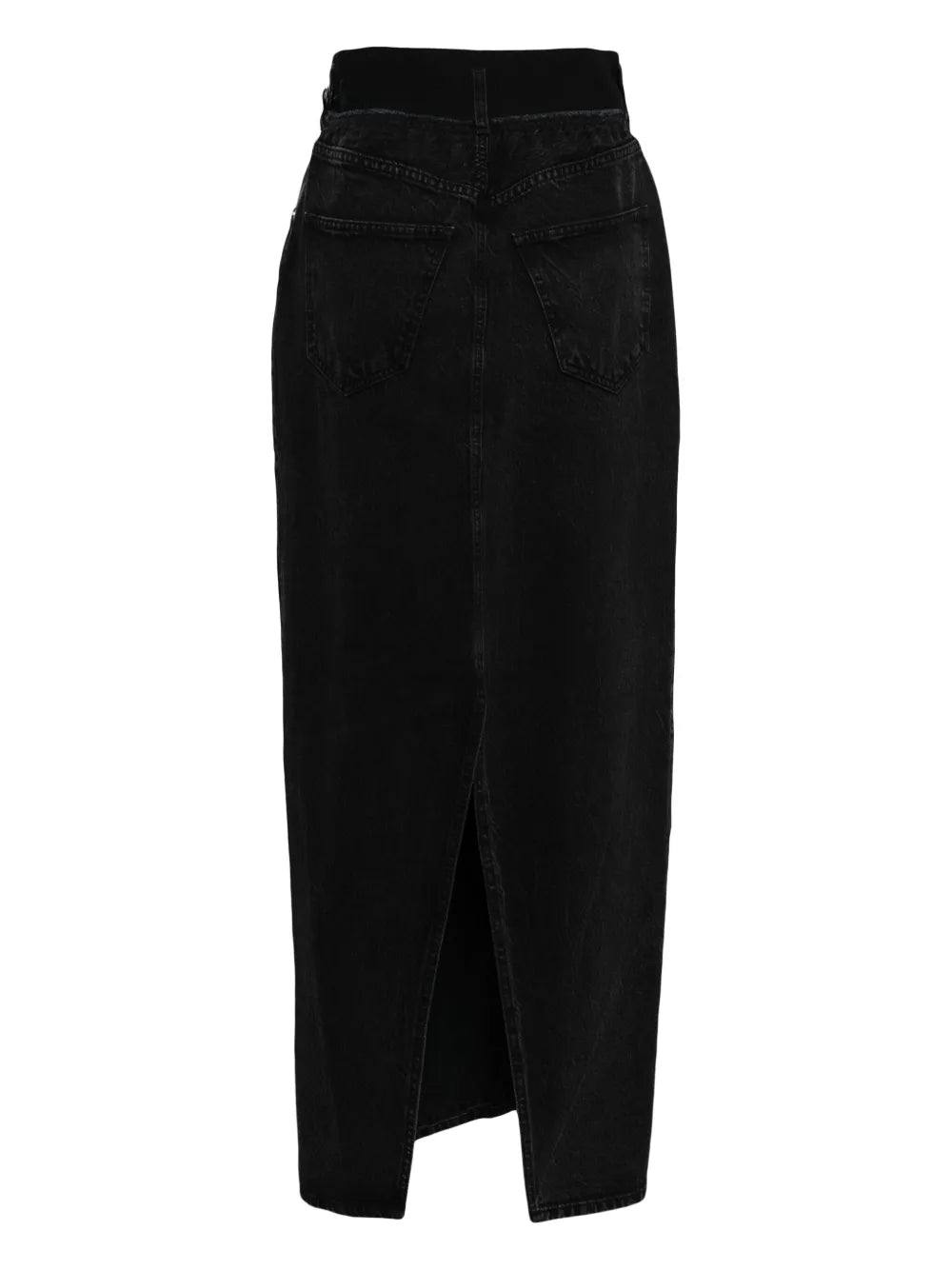 Front-Slit Denim Maxi Skirt