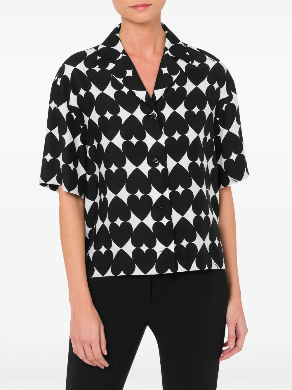 Heart-Print Silk Shirt
