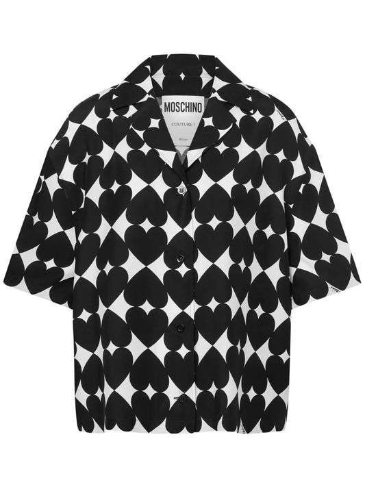 Heart-Print Silk Shirt