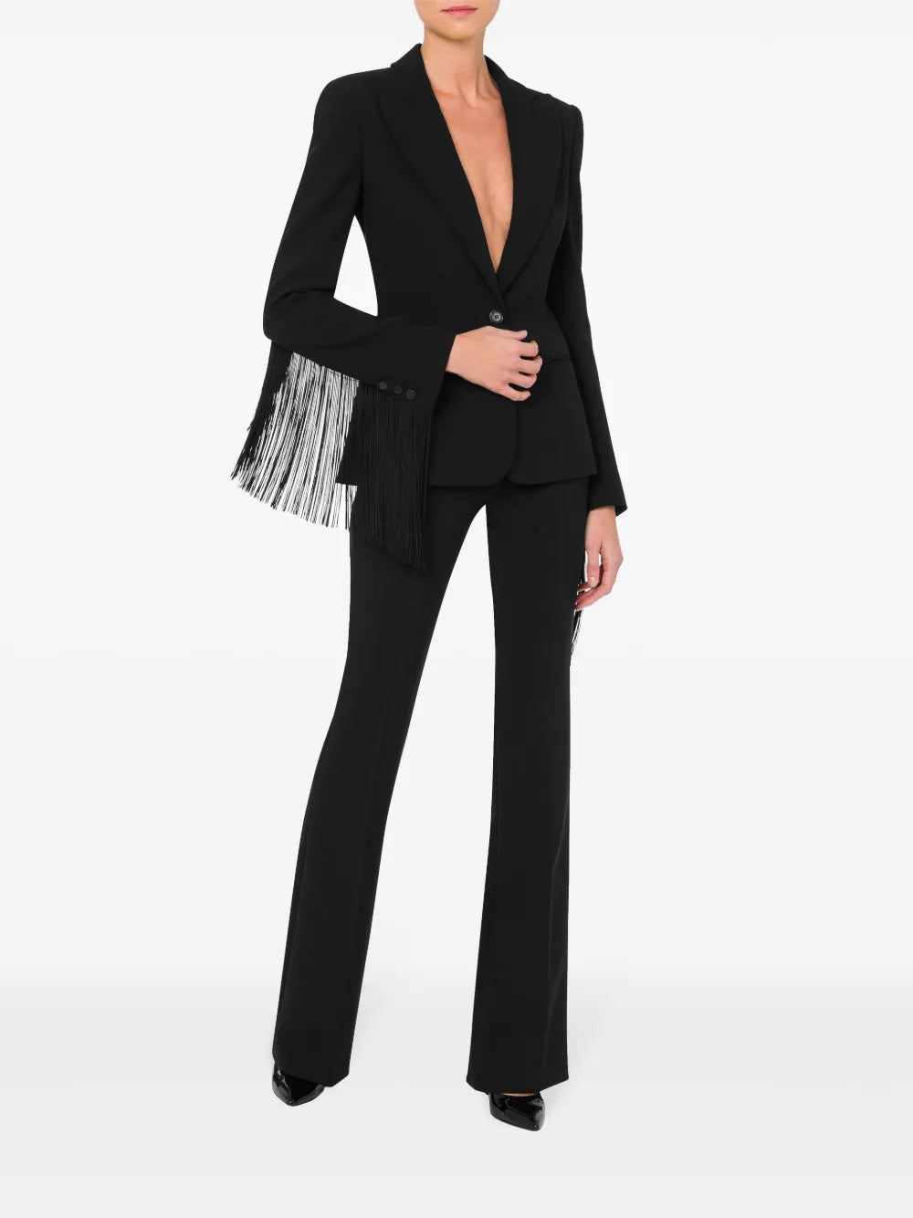 Fringed Single-Breasted Blazer