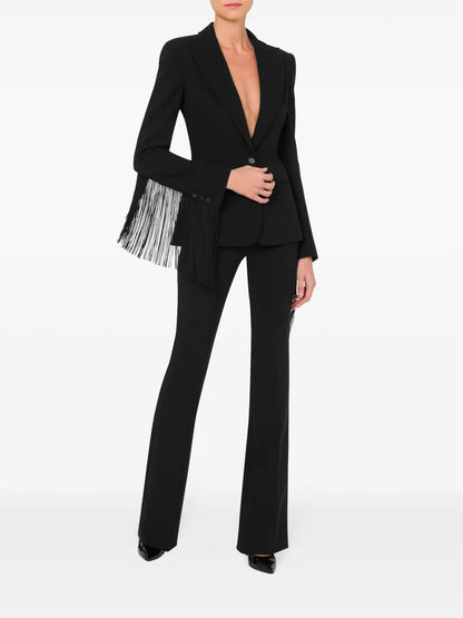 Fringed Single-Breasted Blazer