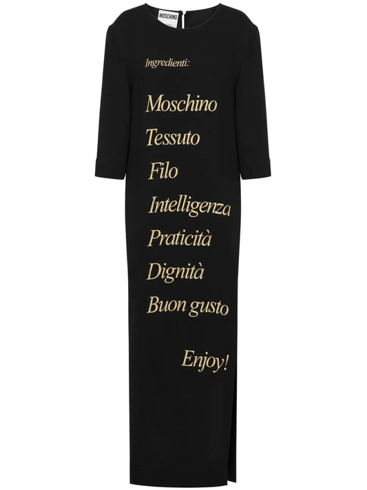 Text-Print Round-Neck Dress