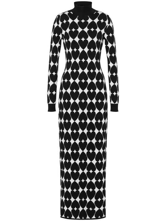 Heart-Motif Intarsia-Knit Dress