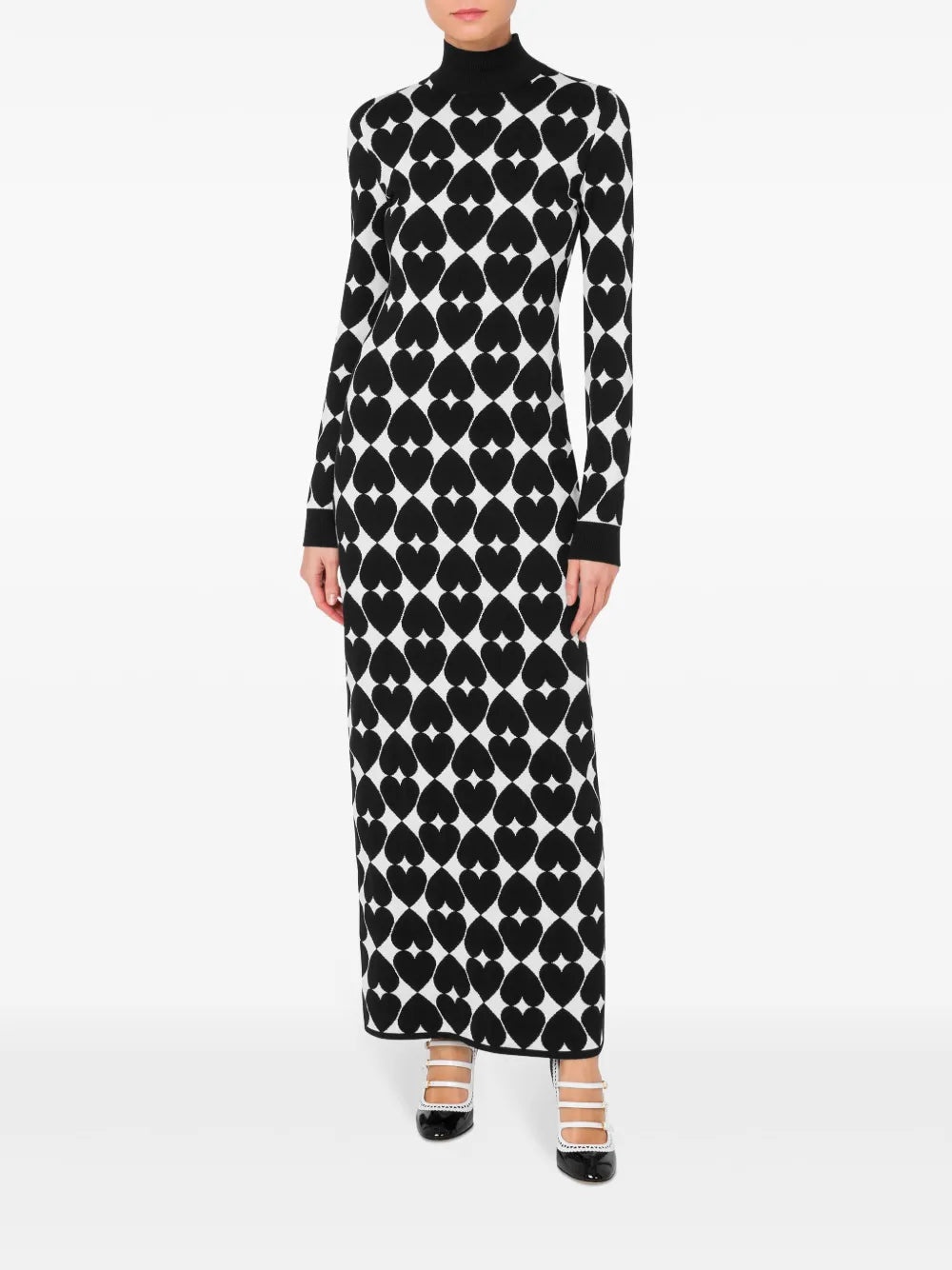 Heart-Motif Intarsia-Knit Dress