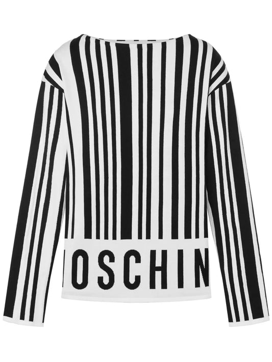 Barcode-Print Intarsia-Knit Jumper