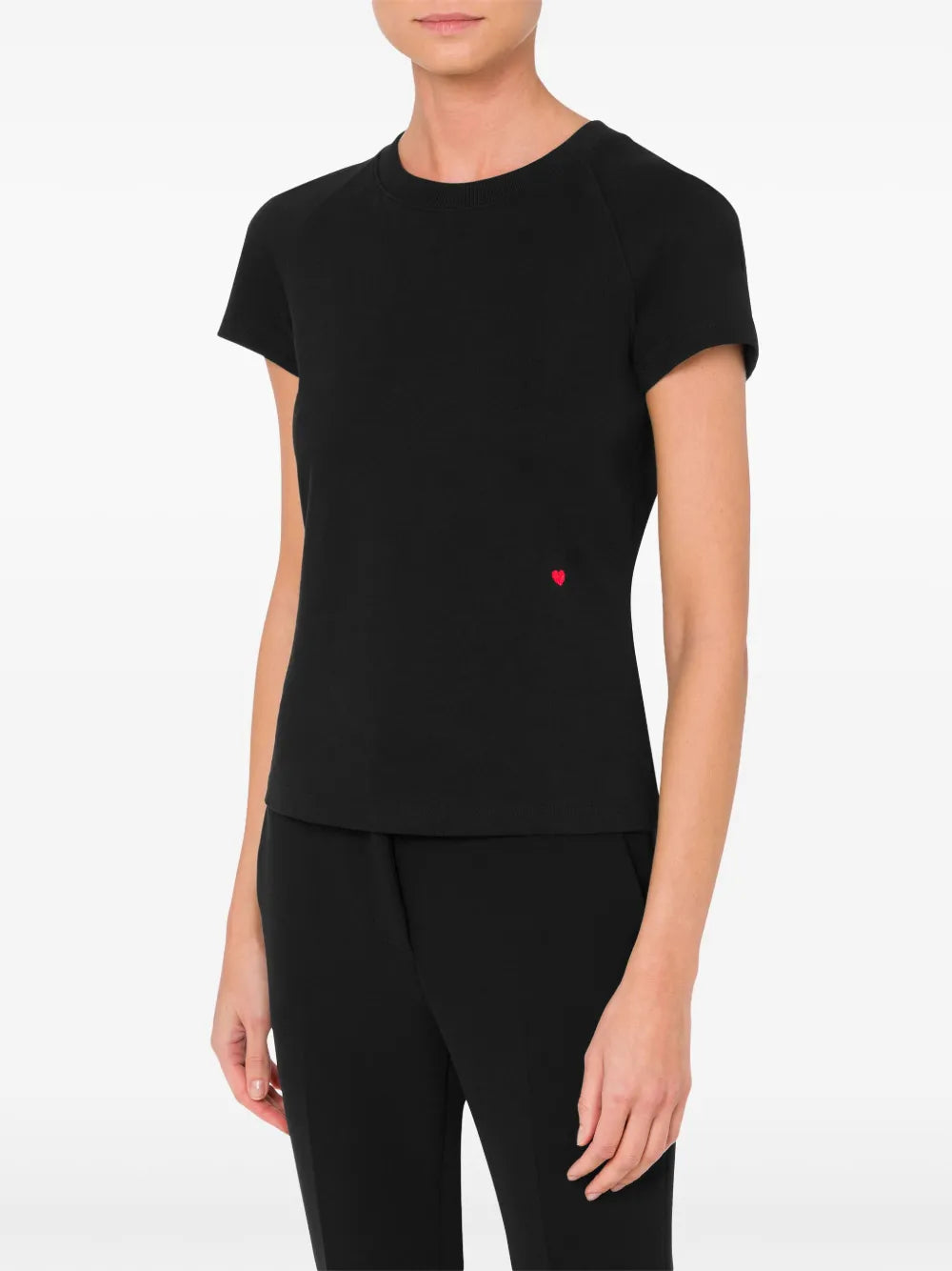 Heart-Embroideired Cotton T-Shirt