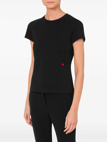Heart-Embroideired Cotton T-Shirt