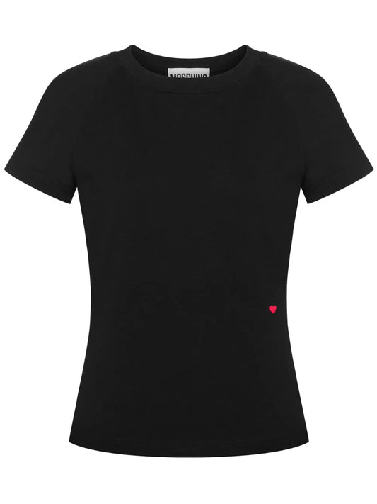 Heart-Embroideired Cotton T-Shirt