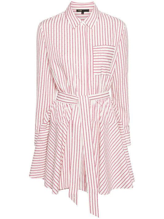 Rhinestone-Embellished Striped Mini Dress