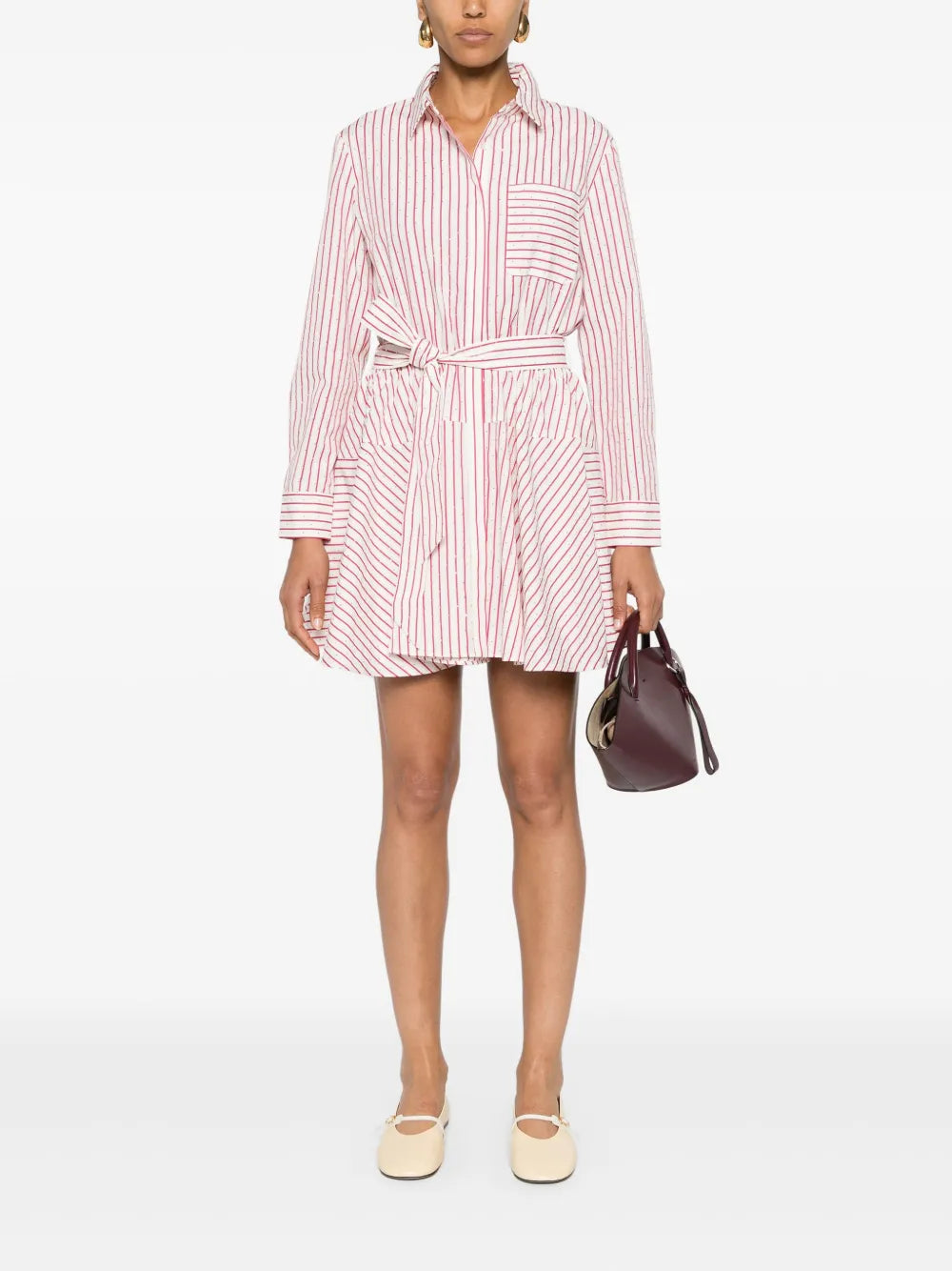 Rhinestone-Embellished Striped Mini Dress