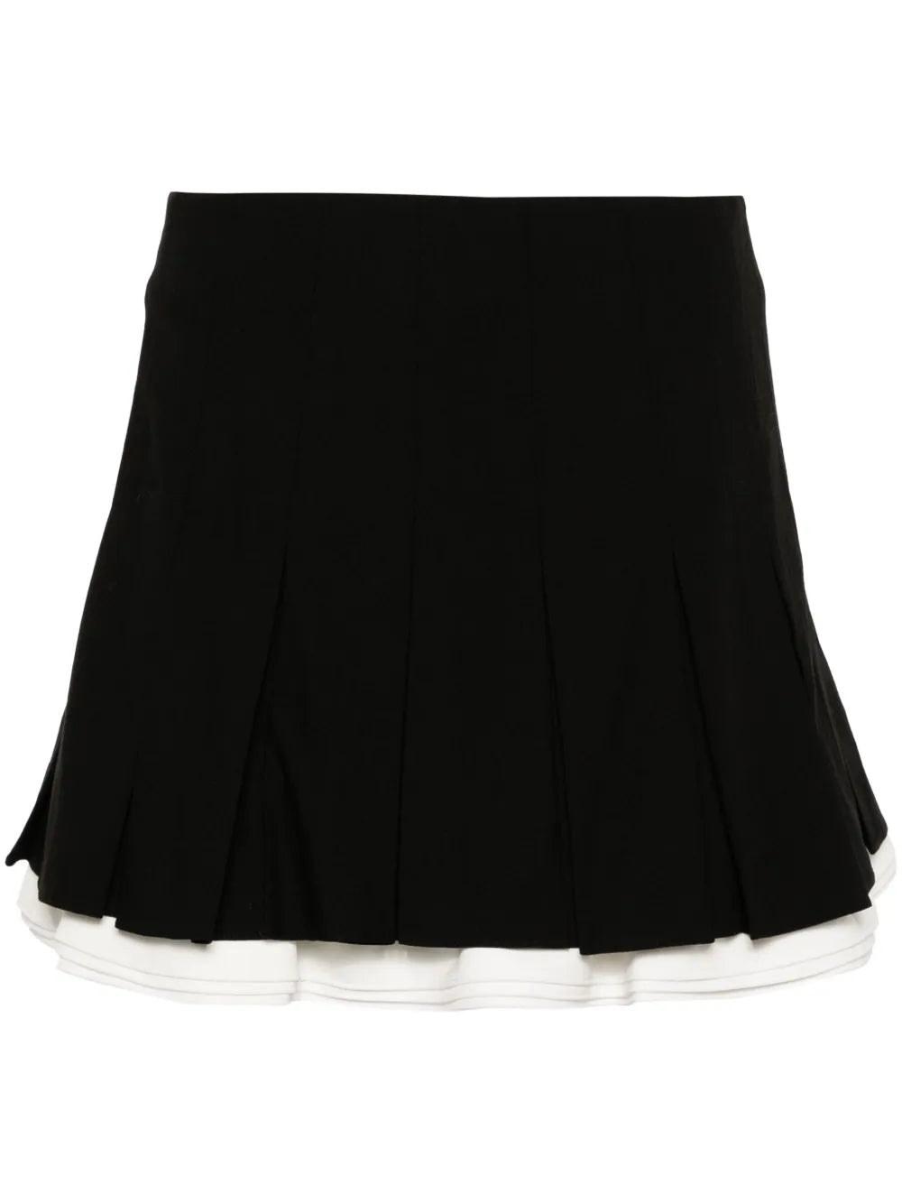 Pleated Dual-Material Skort