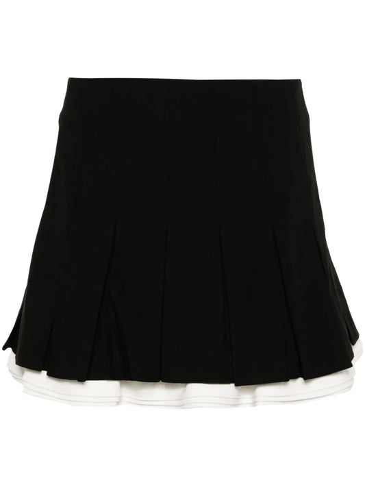 Pleated Dual-Material Skort