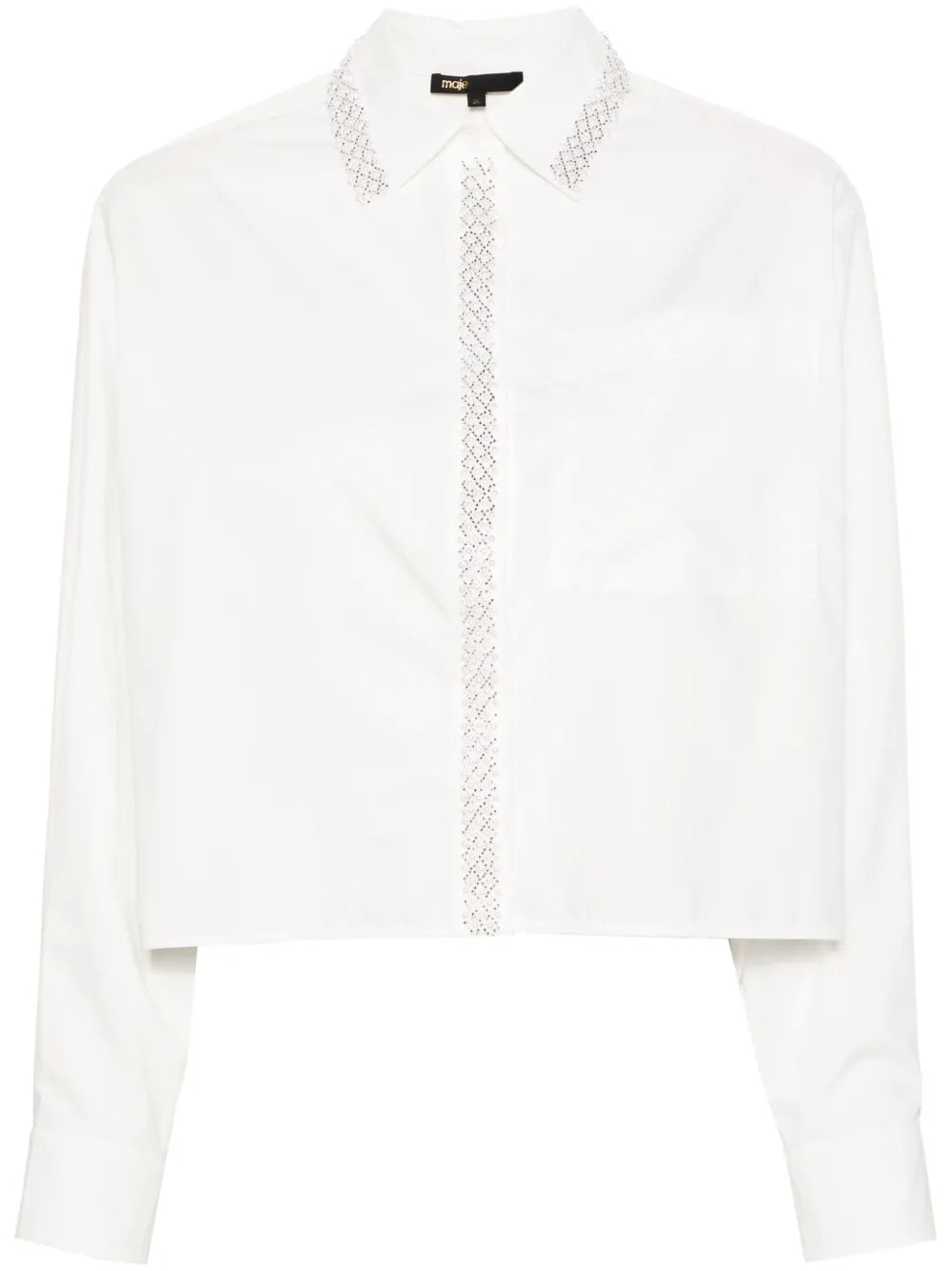 Beaded-Collar Cropped Shirt