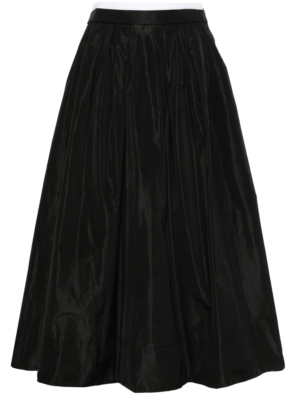Contrast-Waistband Midi Skirt