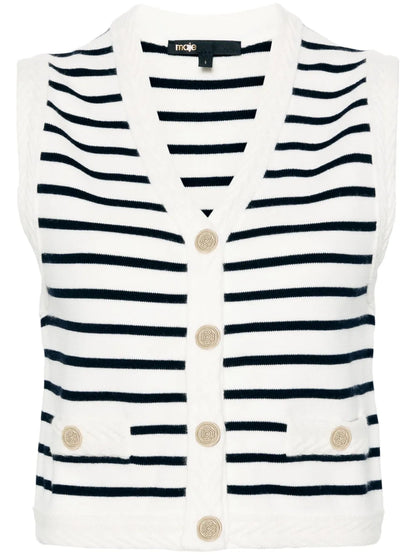 Sleeveless Striped Cardigan
