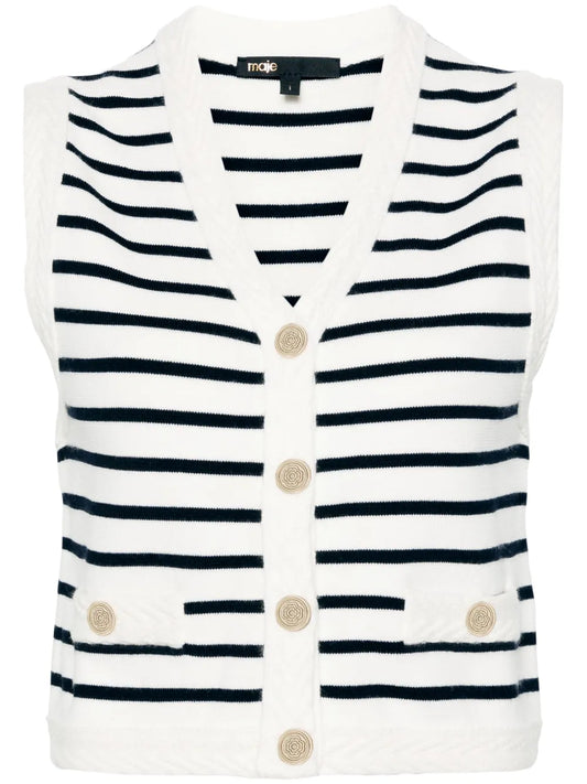 Sleeveless Striped Cardigan