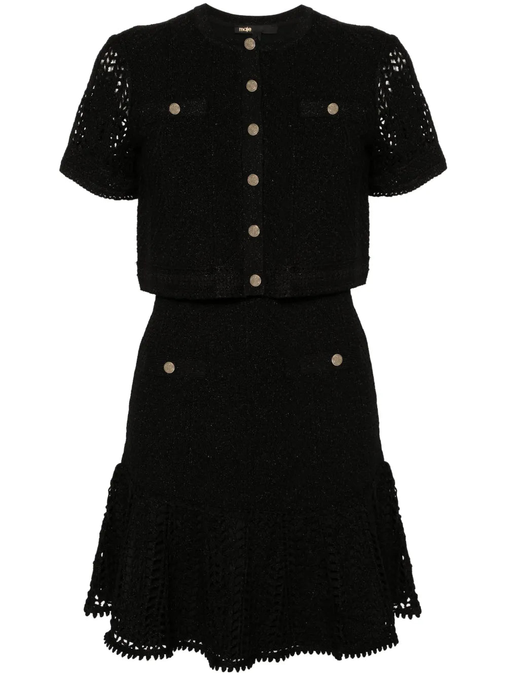 Layered Crochet Mini Dress