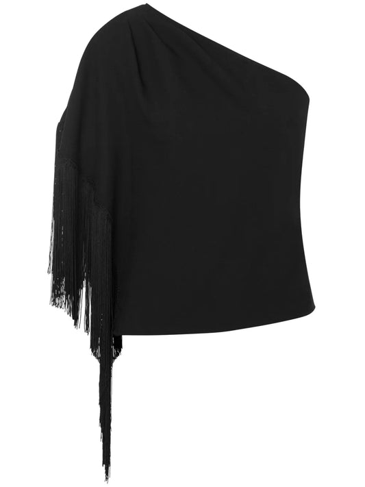 One-Shoulder Fringed Blouse