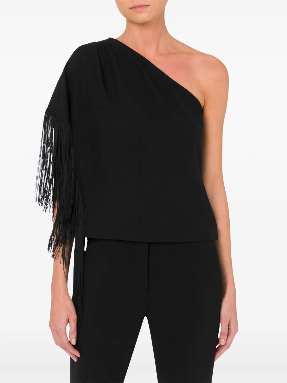 One-Shoulder Fringed Blouse