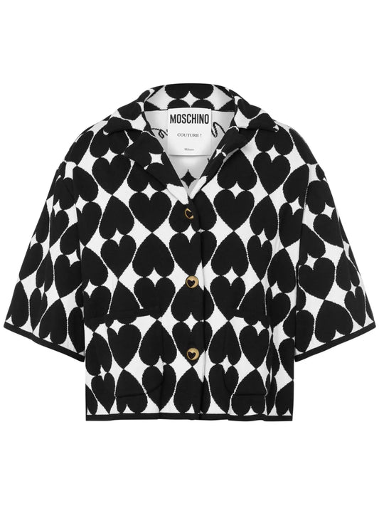 Heart-Motif Knitted Cotton Shirt