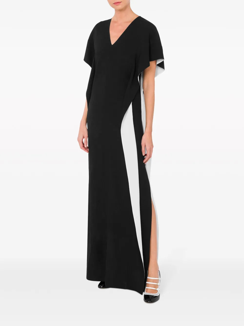 V-Neck Two-Tone Maxi Dress