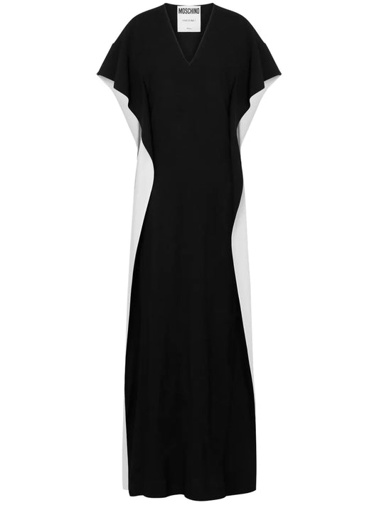 V-Neck Two-Tone Maxi Dress