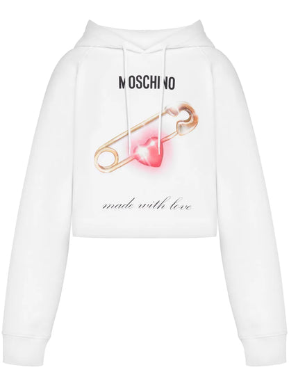 Heart-Print Cotton Hoodie