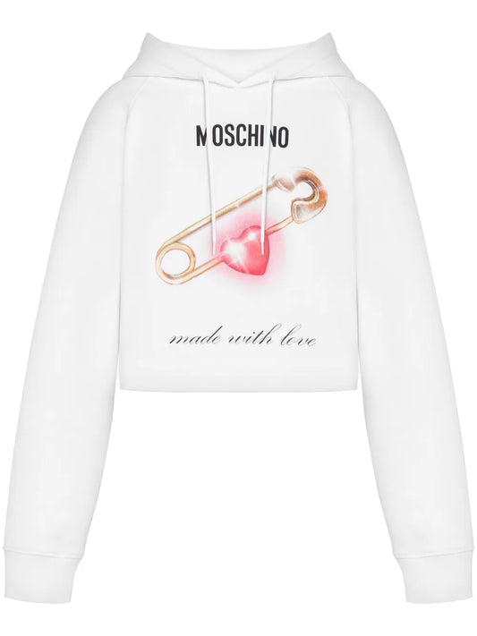 Heart-Print Cotton Hoodie