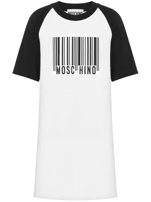 Barcode-Print Cotton Minidress